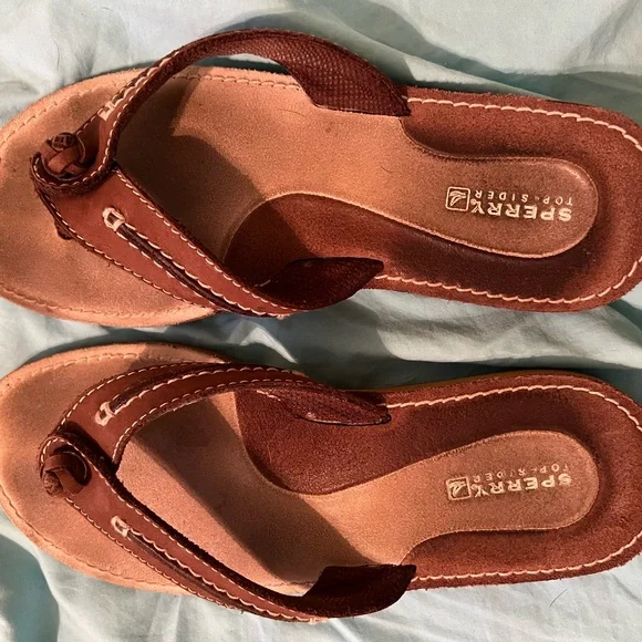 Sperry leather flip flops size 8 - Picture 1 of 5